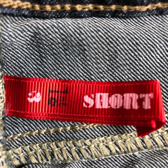 1ST KISS Denim Shorts Blue w/ Blue & Orange embroidered pockets, Low waist Sz 3 - Picture 7 of 11